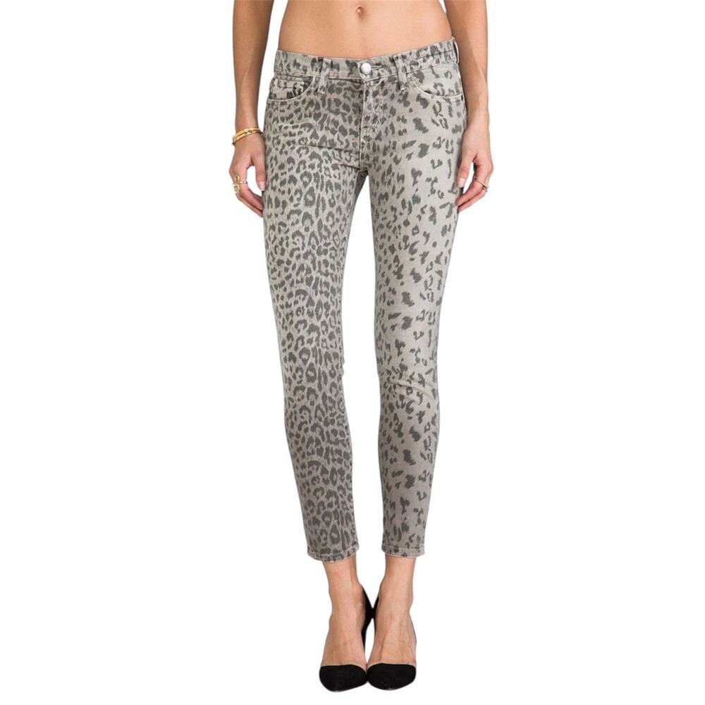 Current/Elliott The Stiletto Gray Leopard Print Skinny Ankle Jeans Women’s sz 32